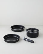 ClickEase Aluminum 5 Pieces Pot Set 20-24-26 Black
