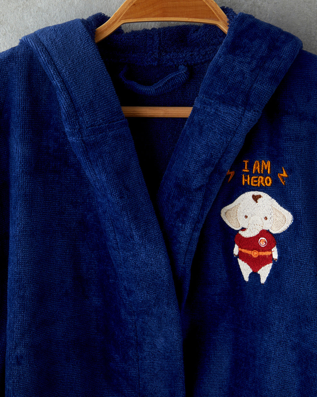 Elephant Velvet Kids Bathrobe Dark Blue - 8-10 Years (view 3)