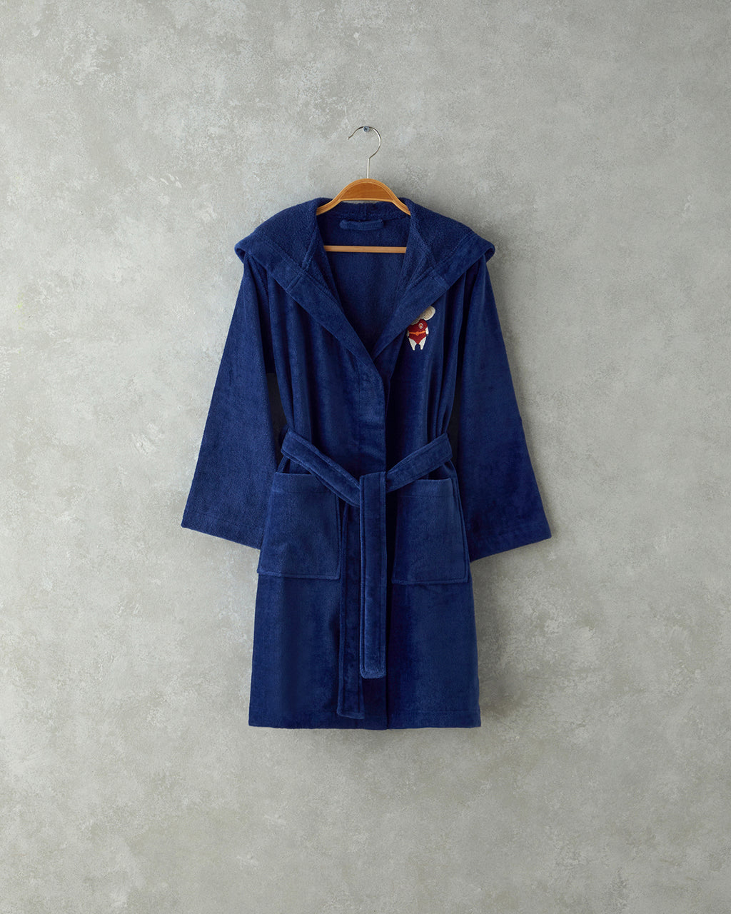 Elephant Velvet Kids Bathrobe Dark Blue (view 5)