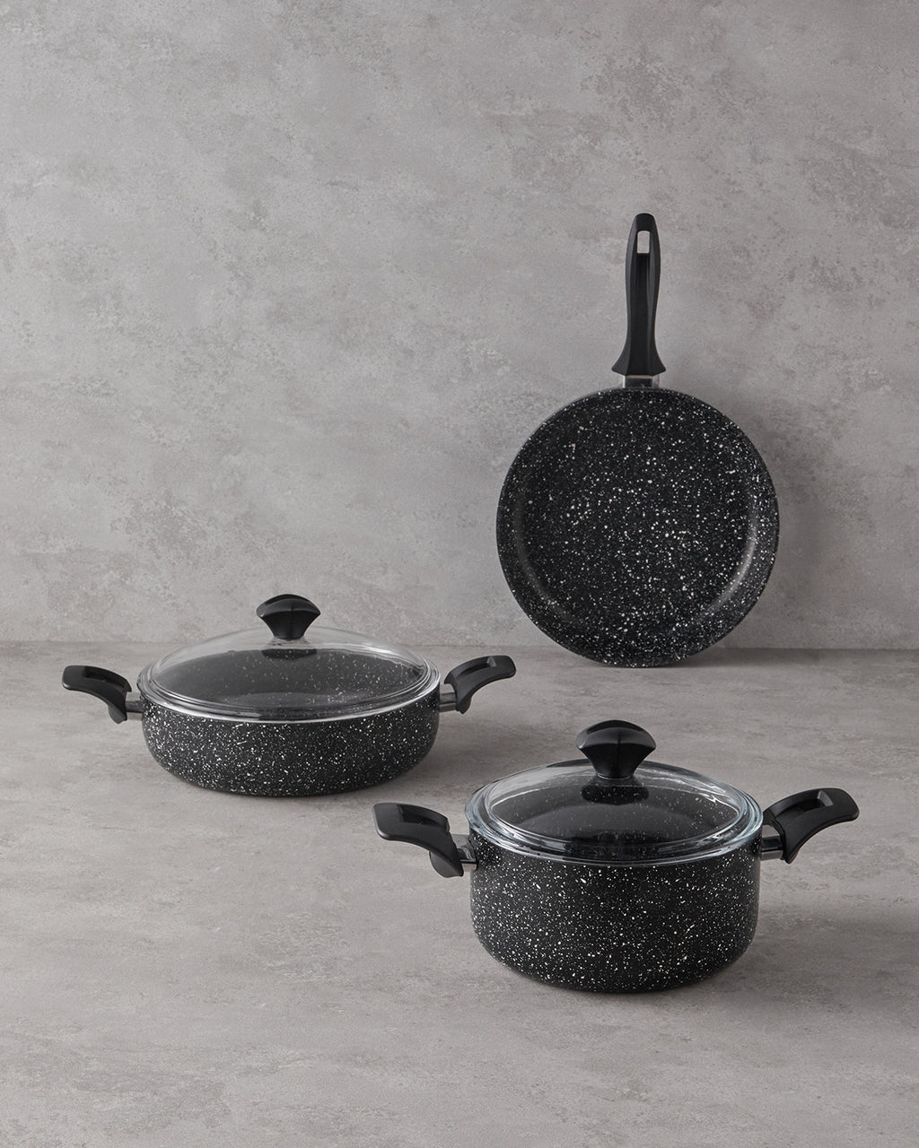 Granada Aluminum 5 Pieces Pot Set 20-26-26 cm Black