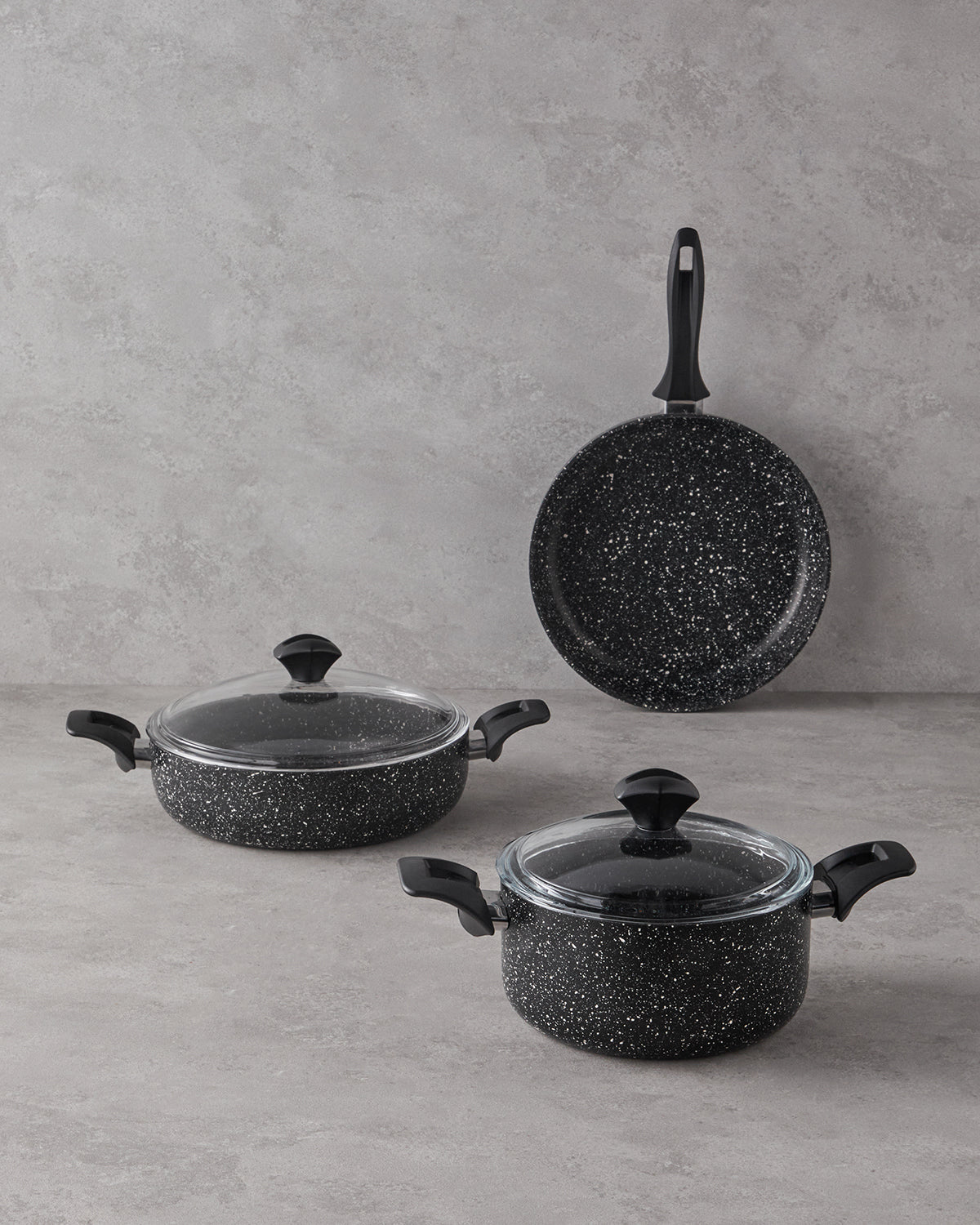 Granada Aluminum 5 Pieces Pot Set 20-26-26 cm Black