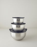 Inox Stainless Steel with 9-Piece Grater Mixing Bowl 16-20-24 cm Silver