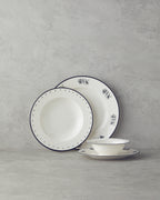 Marcy Porcelain Table Set 24 Pieces, 6 Servings Black