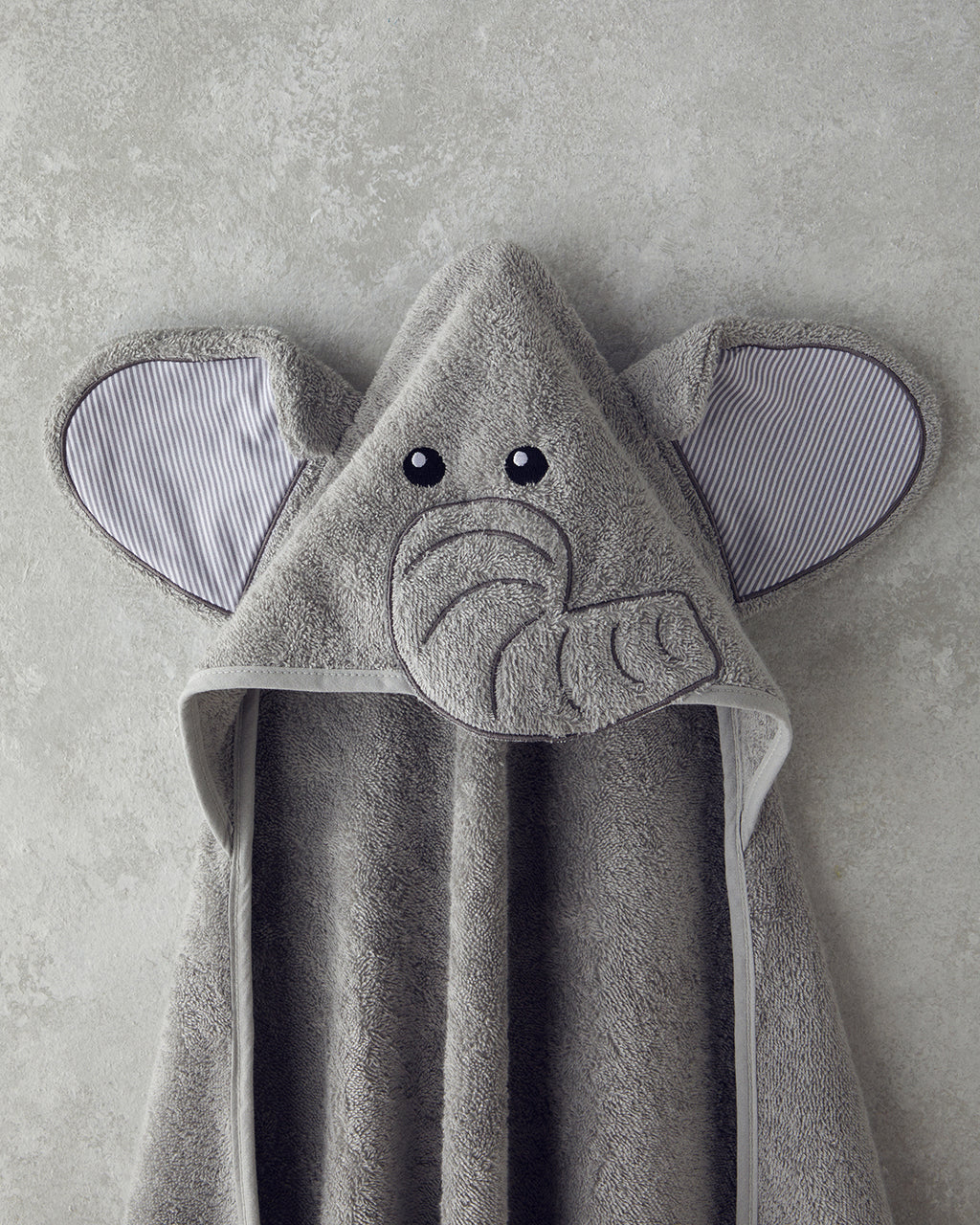Elephant Cotton Baby Towel 75x75 cm Gray (view 2)
