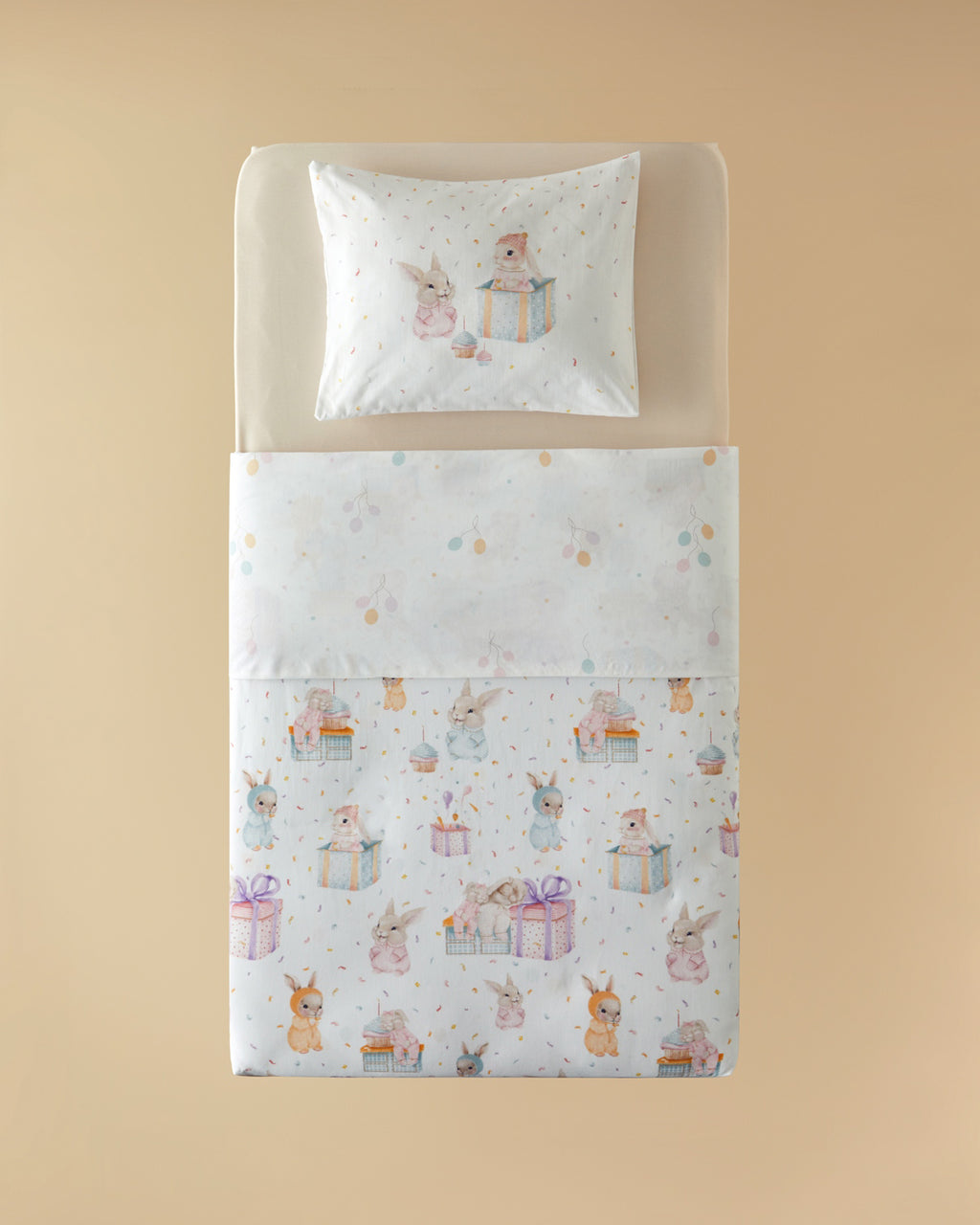 Pretty Bunny Cotton Baby Duvet Cover Set 100x150 cm - Powder