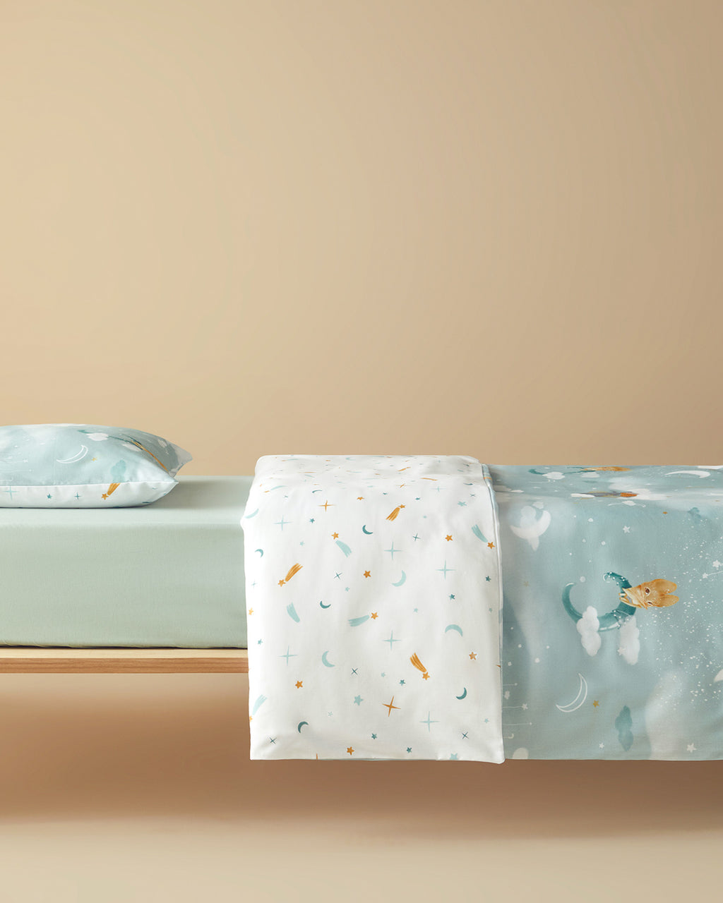 Funny Animals Cotton Baby Duvet Cover Set 100x150 cm Green (view 2)