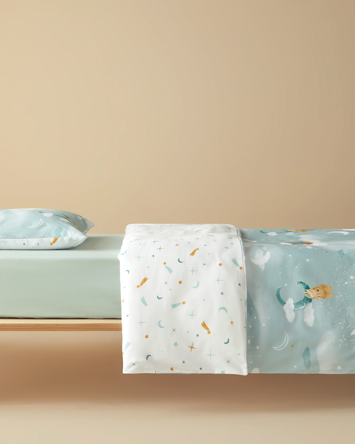 Funny Animals Cotton Baby Duvet Cover Set 100x150 cm Green (view 2)