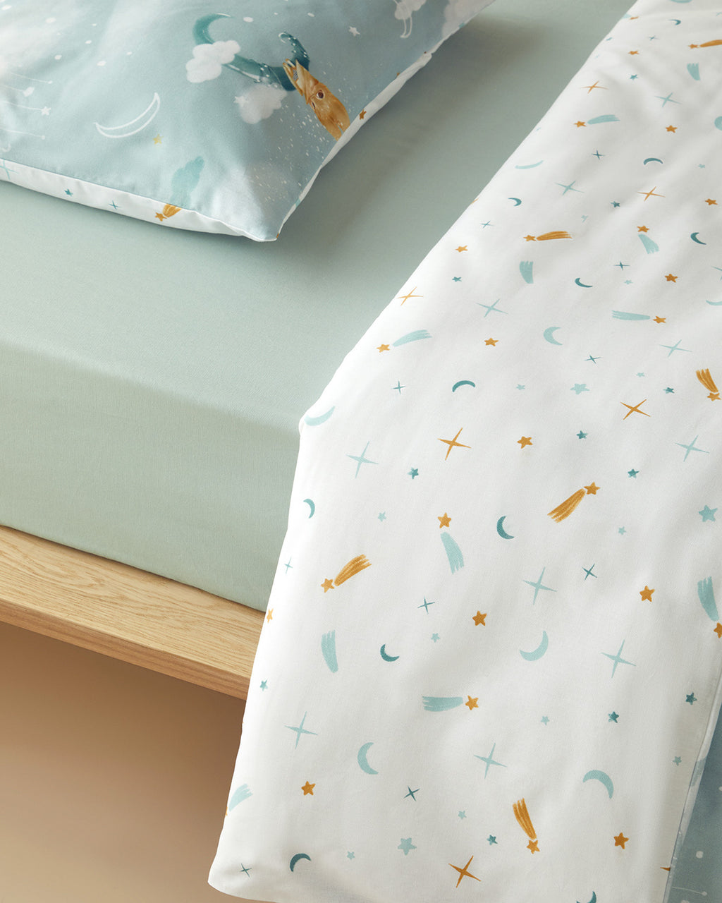 Funny Animals Cotton Baby Duvet Cover Set 100x150 cm Green (view 3)