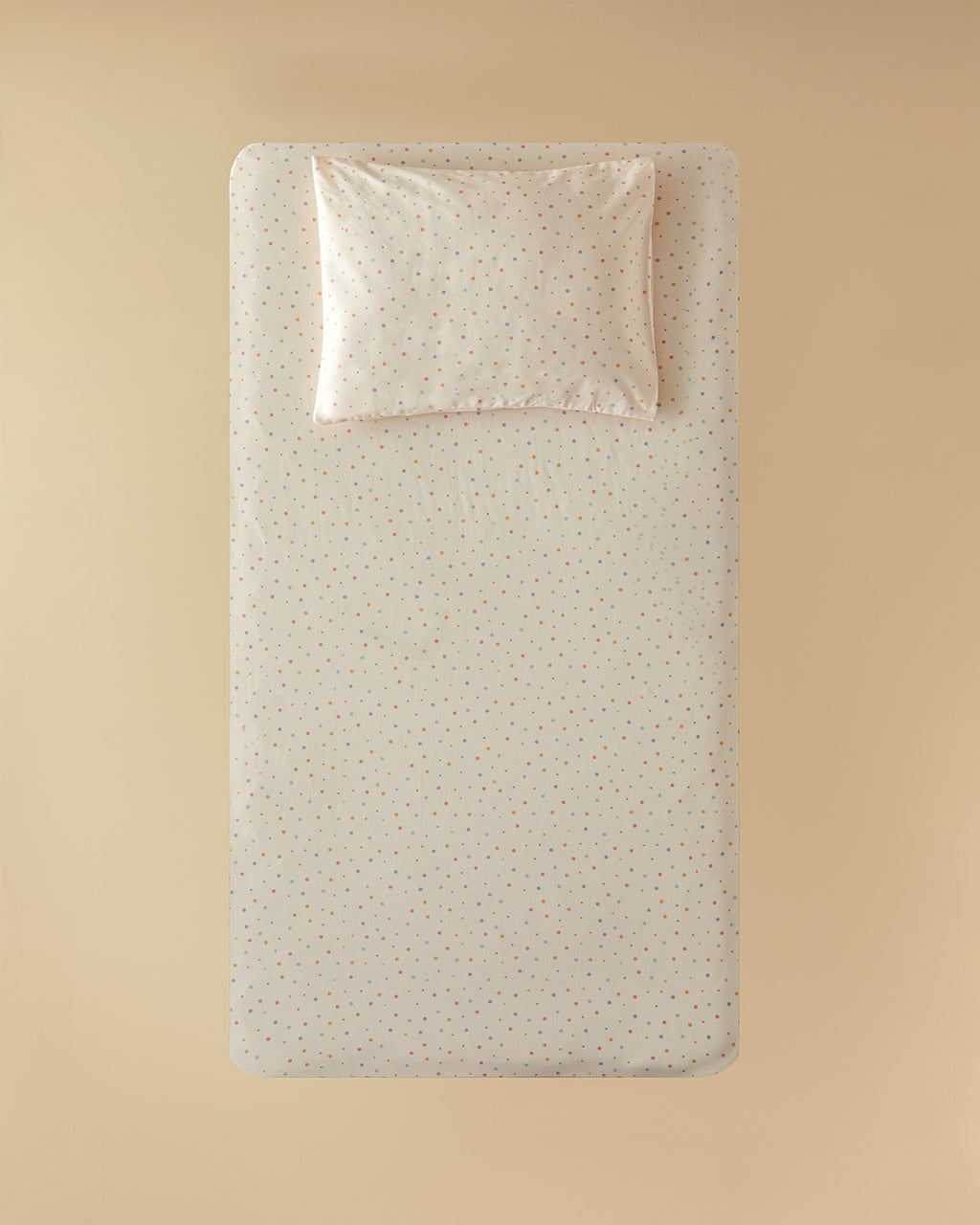 Funny Dots Cotton Baby Fitted Sheet Set 70x140 cm - Powder