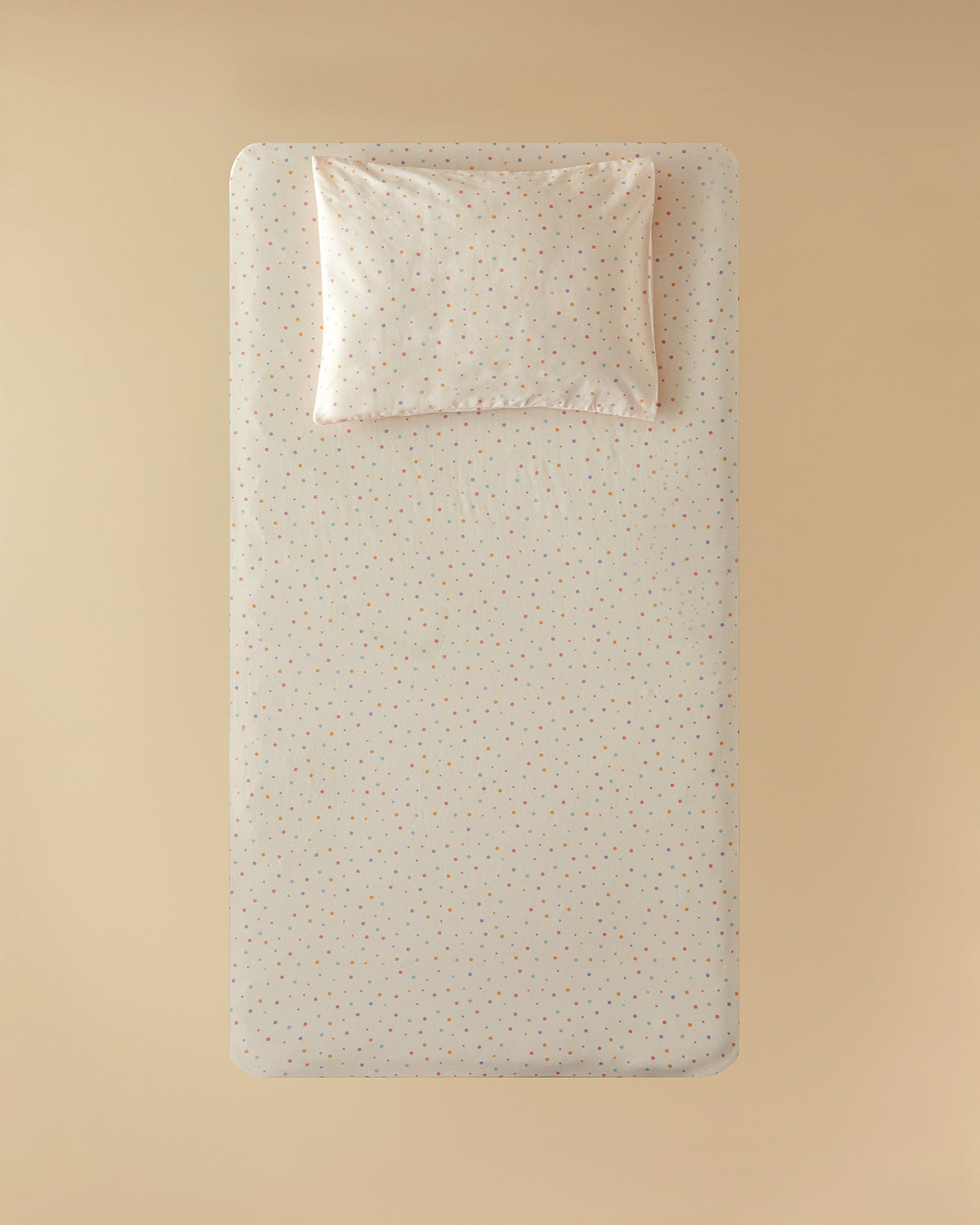 Funny Dots Cotton Baby Fitted Sheet Set 70x140 cm - Powder