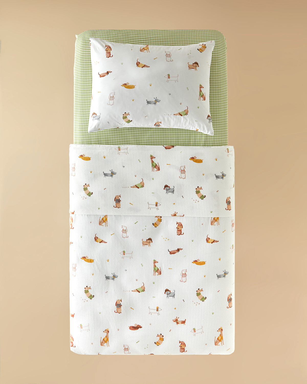 Sweety Dogs Cotton Single Size Kids Summer Blanket Set 150x220 cm Brown