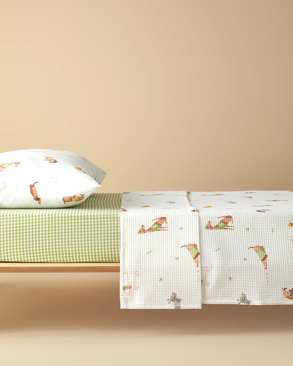 Sweety Dogs Cotton Single Size Kids Summer Blanket Set 150x220 cm Brown (view 2)
