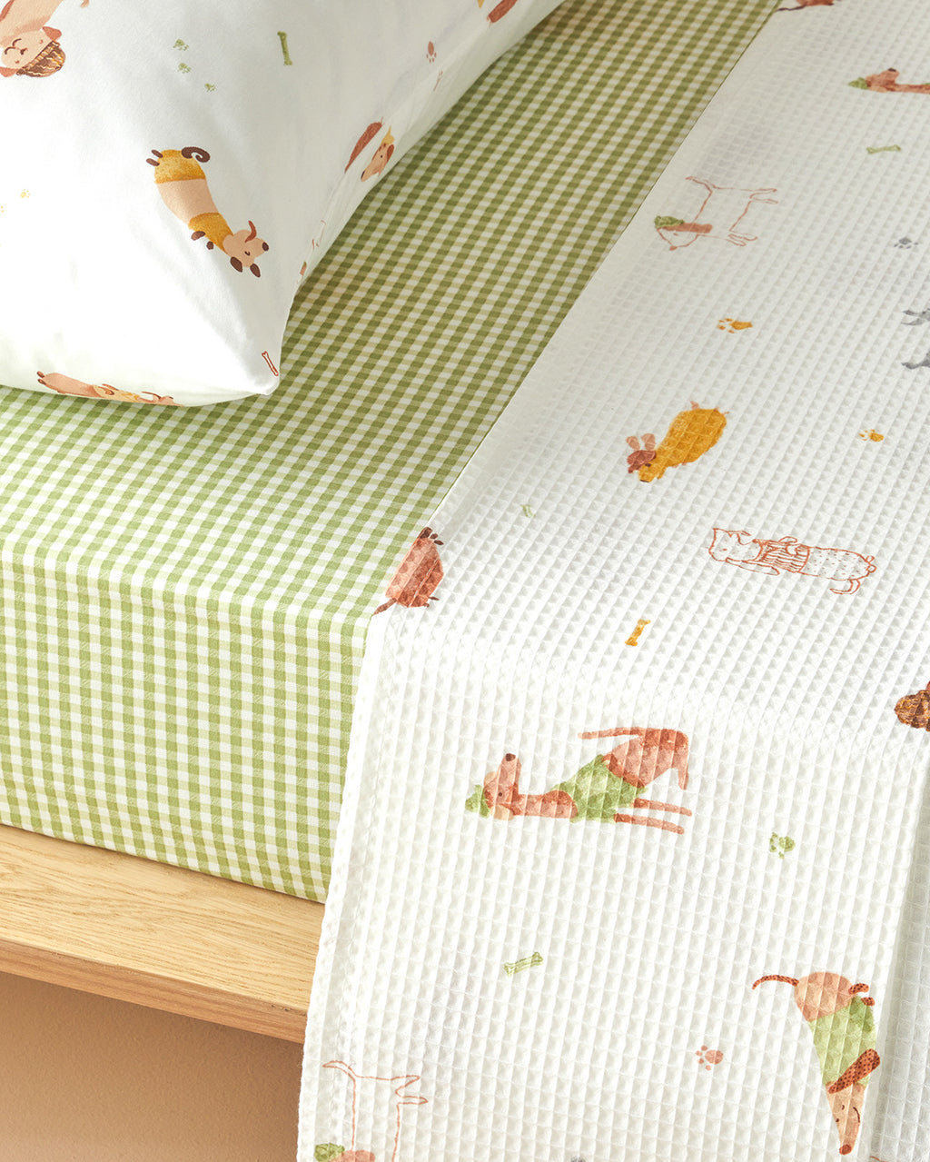 Sweety Dogs Cotton Single Size Kids Summer Blanket Set 150x220 cm Brown (view 3)