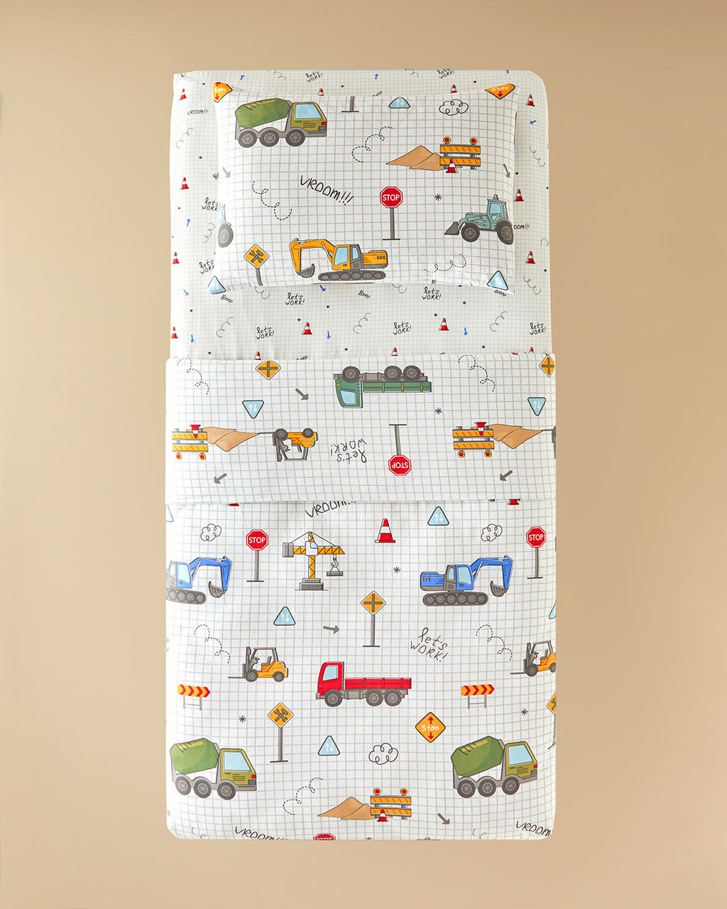 Cotton Single Size Kids Duvet Cover Set 160x220 cm Gray