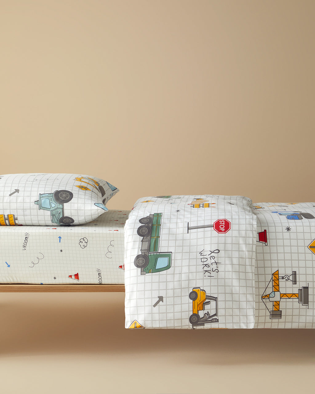 Cotton Single Size Kids Duvet Cover Set 160x220 cm Gray (view 2)