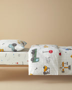 Cotton Single Size Kids Duvet Cover Set 160x220 cm Gray (view 2)