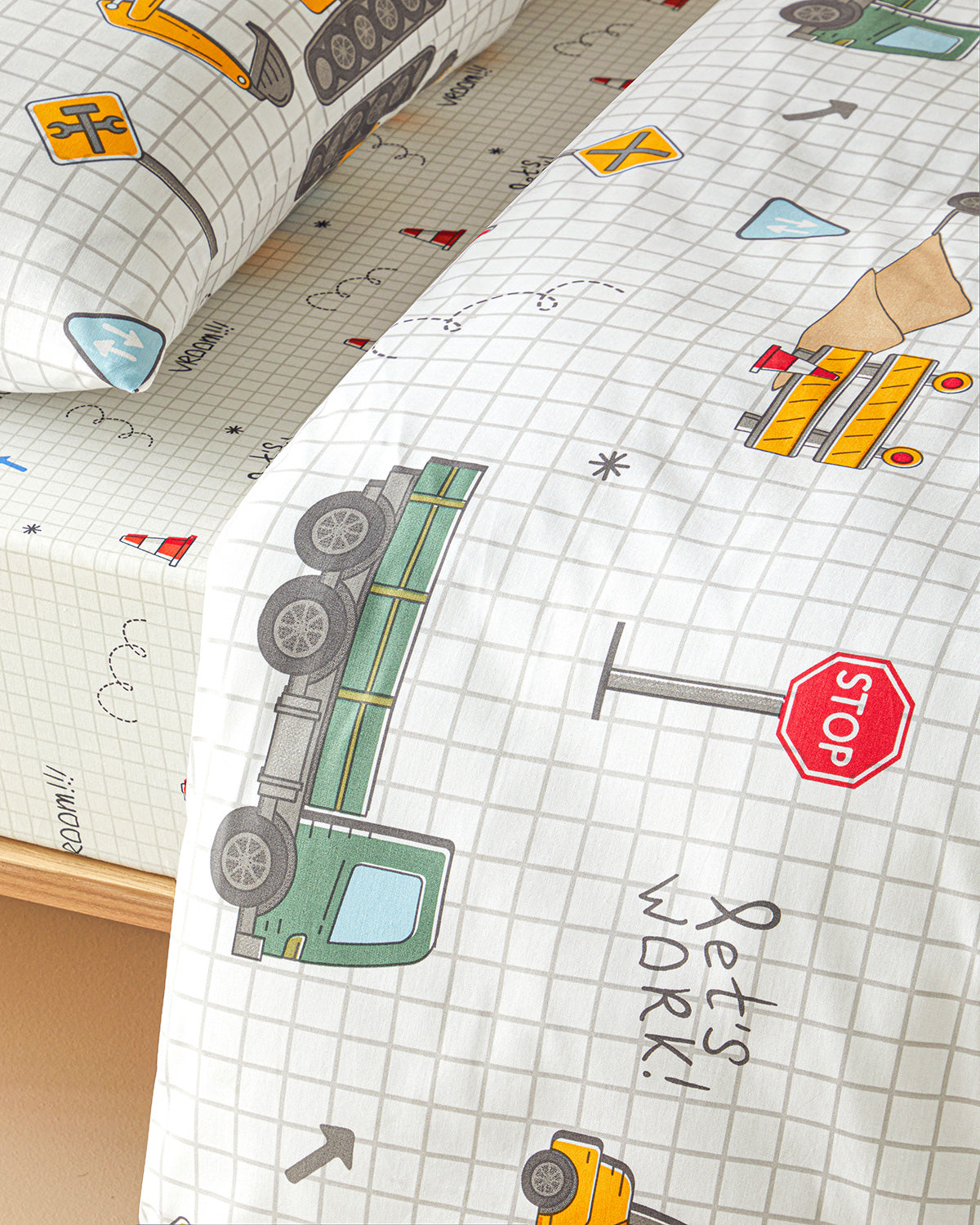 Cotton Single Size Kids Duvet Cover Set 160x220 cm Gray (view 3)