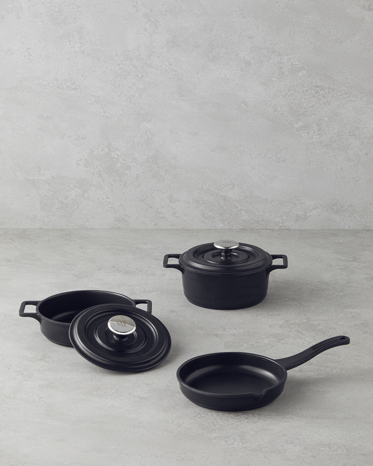Tiny Taste Cast Aluminum Mini Pot Set 14x14x14 cm Black
