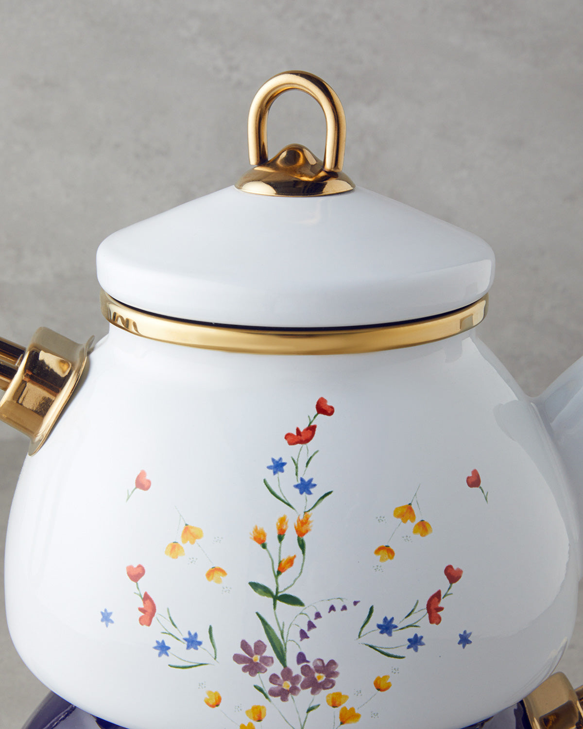 Floral Symphony Enamel Mini Tea Pot Cobalt Blue - 1.1 Liter + 2.3 Liter (view 2)