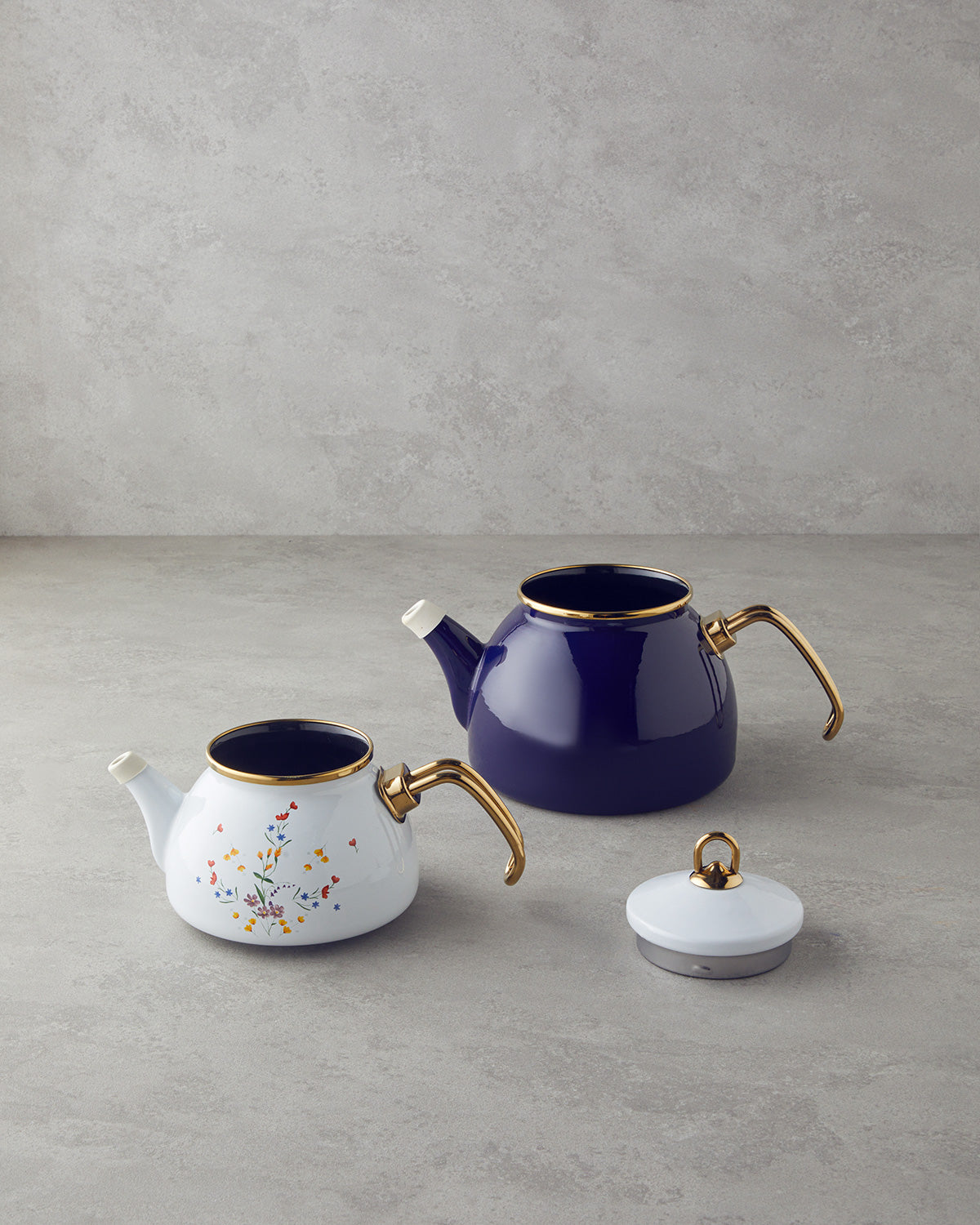 Floral Symphony Enamel Mini Tea Pot Cobalt Blue (view 4)