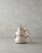 Perro Enamel Mini Tea Pot Beige - 0.50 L + 1.1 L