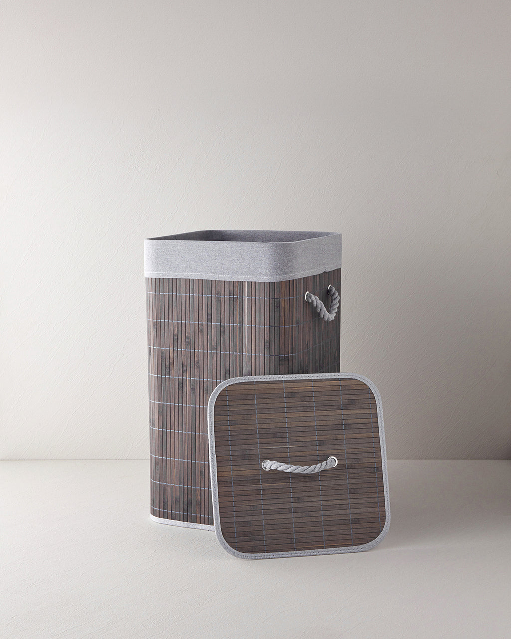 Selina Bamboo Laundry Basket 35x35x60 cm Anthracite (view 3)