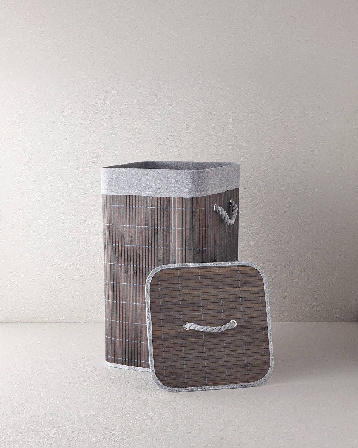 Selina Bamboo Laundry Basket 35x35x60 cm Anthracite (view 3)
