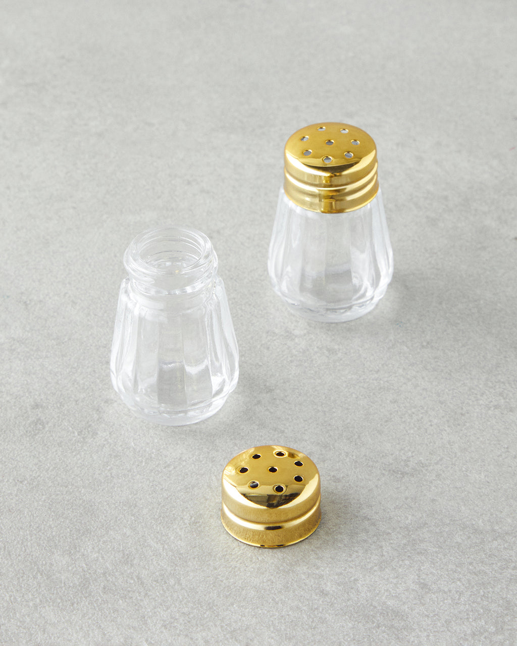 Glass 2 pcs Salt and Pepper Shaker 4x4 cm Gold (view 2)