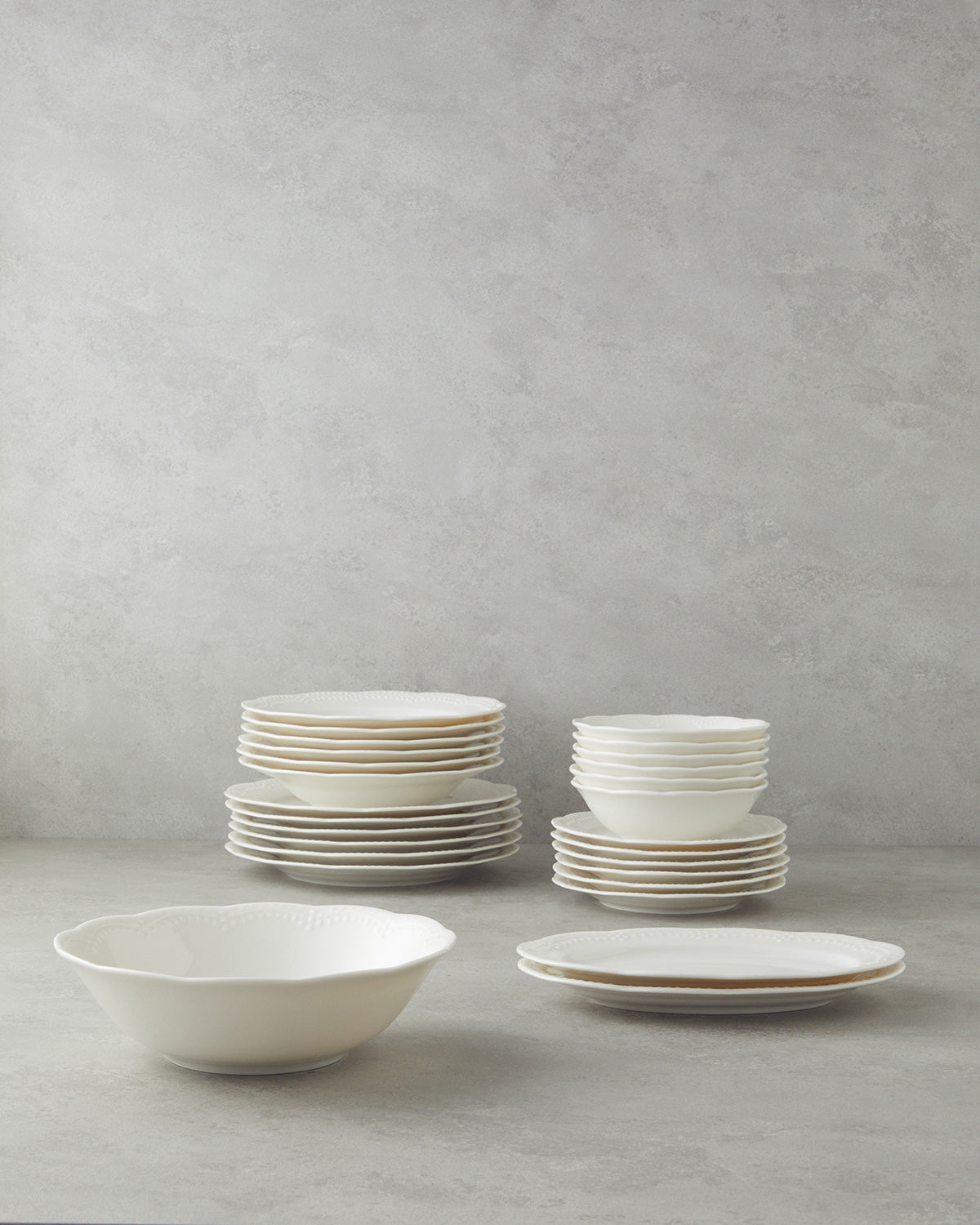 Viyana Porcelain Table Set 27 Pieces, 6 Servings White