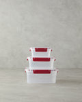 Plastic 3 pcs Storage Container 15.5x21x9 cm Maroon