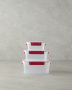 Plastic 3 pcs Storage Container 15.5x21x9 cm Maroon