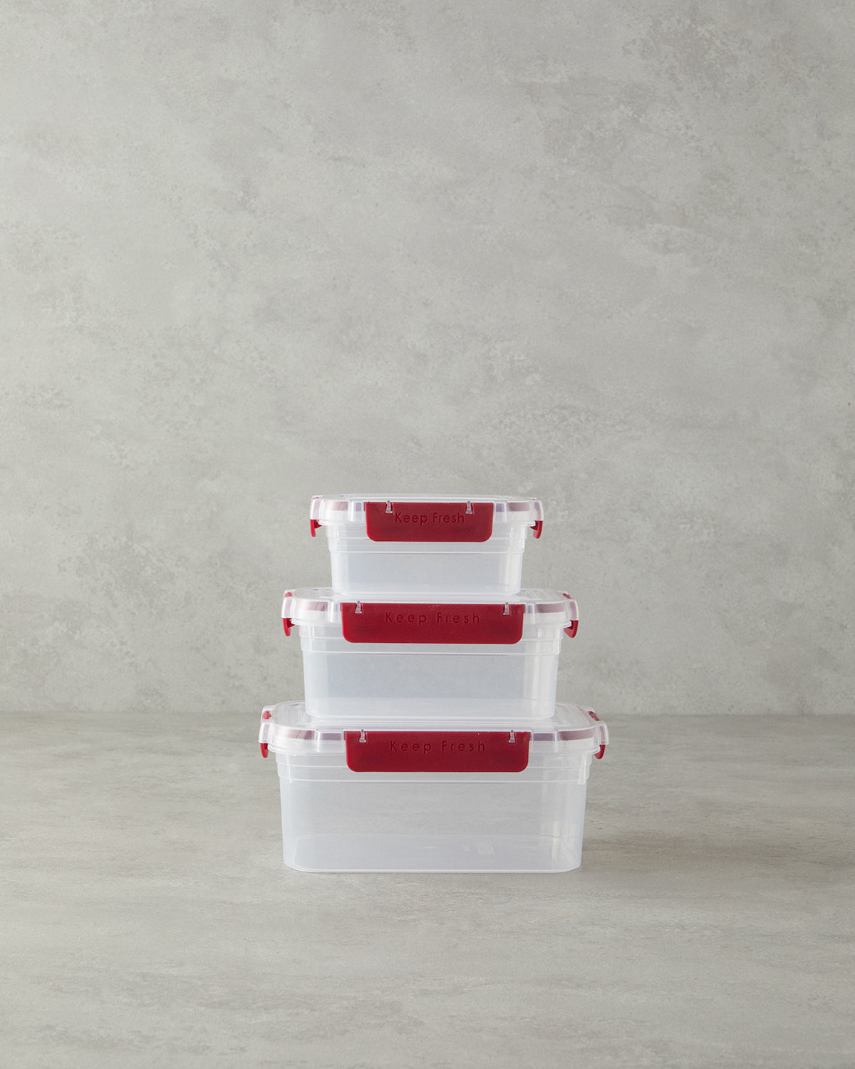 Plastic 3 pcs Storage Container 15.5x21x9 cm Maroon