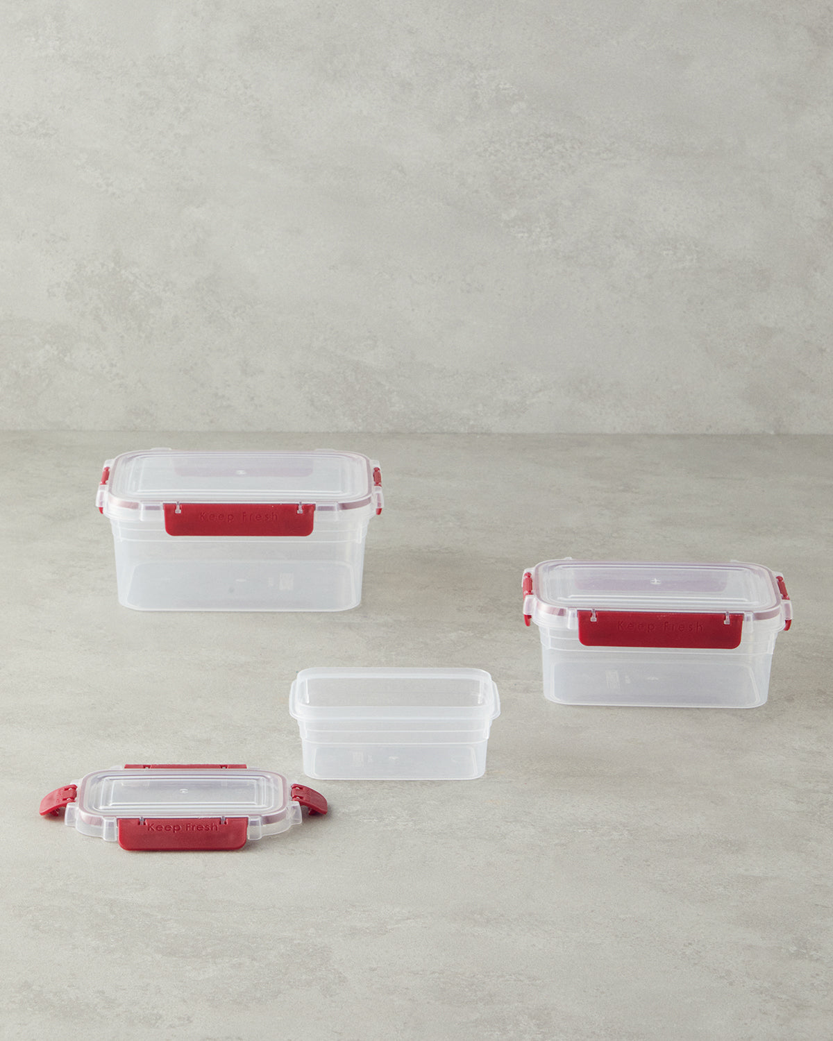 Plastic 3 pcs Storage Container 15.5x21x9 cm Maroon (view 2)