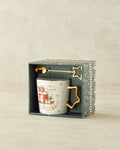 New Bone China with Spoon Mug 360 ml Red - Green