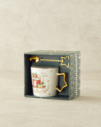 New Bone China with Spoon Mug 360 ml Red - Green