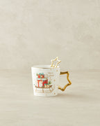 New Bone China with Spoon Mug 360 ml Red - Green (view 2)