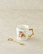 New Bone China with Spoon Mug 360 ml Red - Green (view 3)