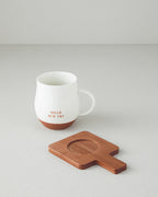 New Bone China with Coaster Mug 450 ml White (view 2)