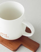 New Bone China with Coaster Mug 450 ml White (view 3)