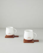 New Bone China with Coaster Mug 450 ml White (view 4)