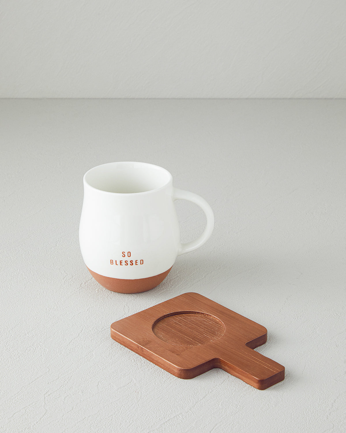 New Bone China with Coaster Mug 450 ml White (view 2)
