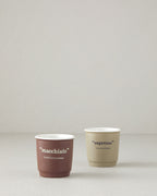 New Bone China Espresso Cup - 2 Pieces 2 Servings Cup 90 ml - Brown - Green