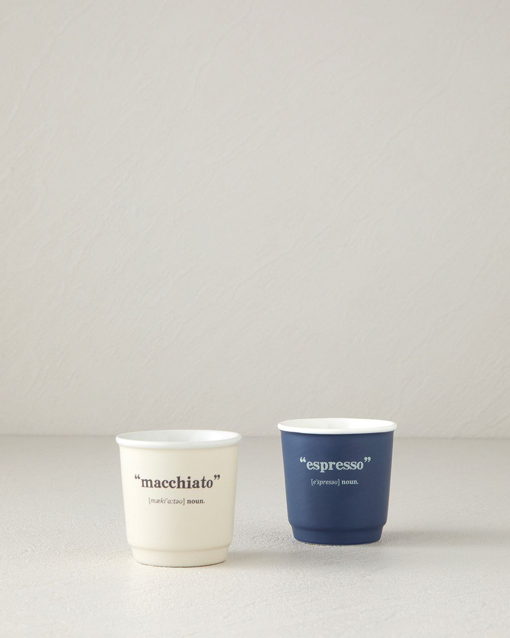 New Bone China Espresso Cup - 2 Pieces 2 Servings Cup 90 ml - Navy Blue - Cream (view 2)