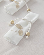 Gingko Polyester with 6 Napkins Table Cloth 150x200 cm Cream-Gold (view 4)