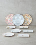 Porcelain Breakfast and Serving Set 18 Pieces, 6 Servings Colored