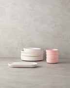 Ceramic Breakfast Set 14 Pieces 6 Servings Green - Pink (view 2)