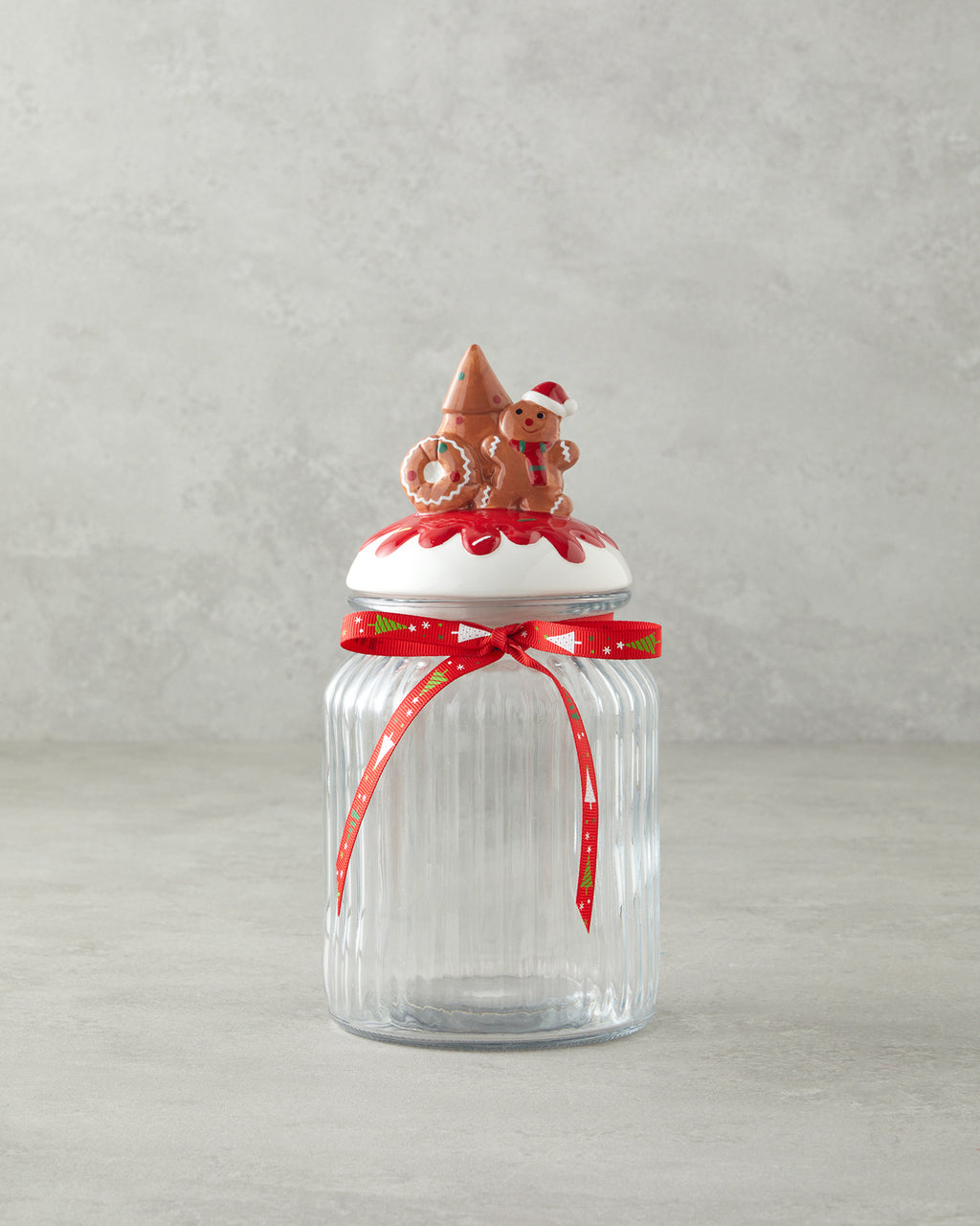 Ginger Man Glass Jar 950 ml White - Red