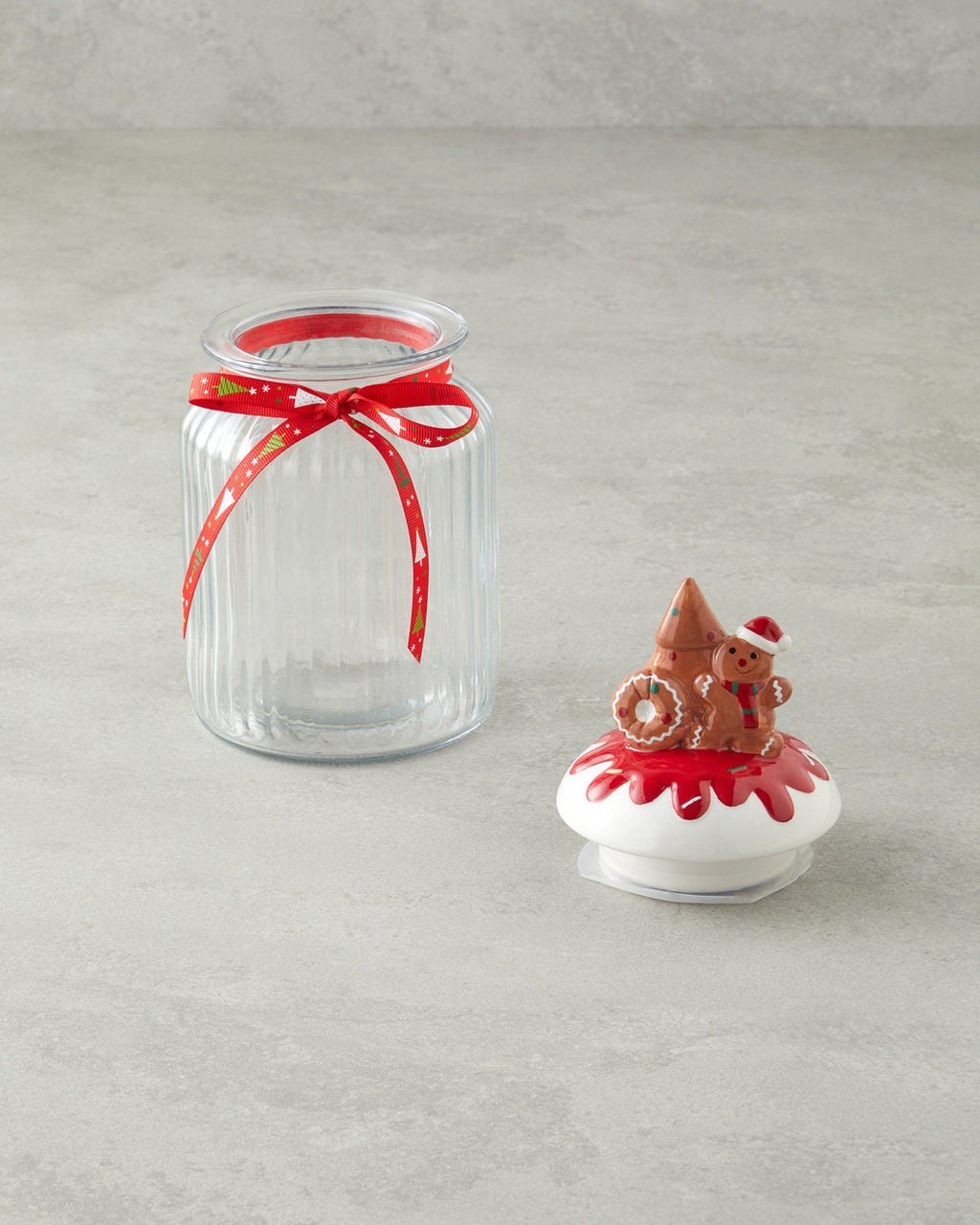 Ginger Man Glass Jar 950 ml White - Red (view 2)