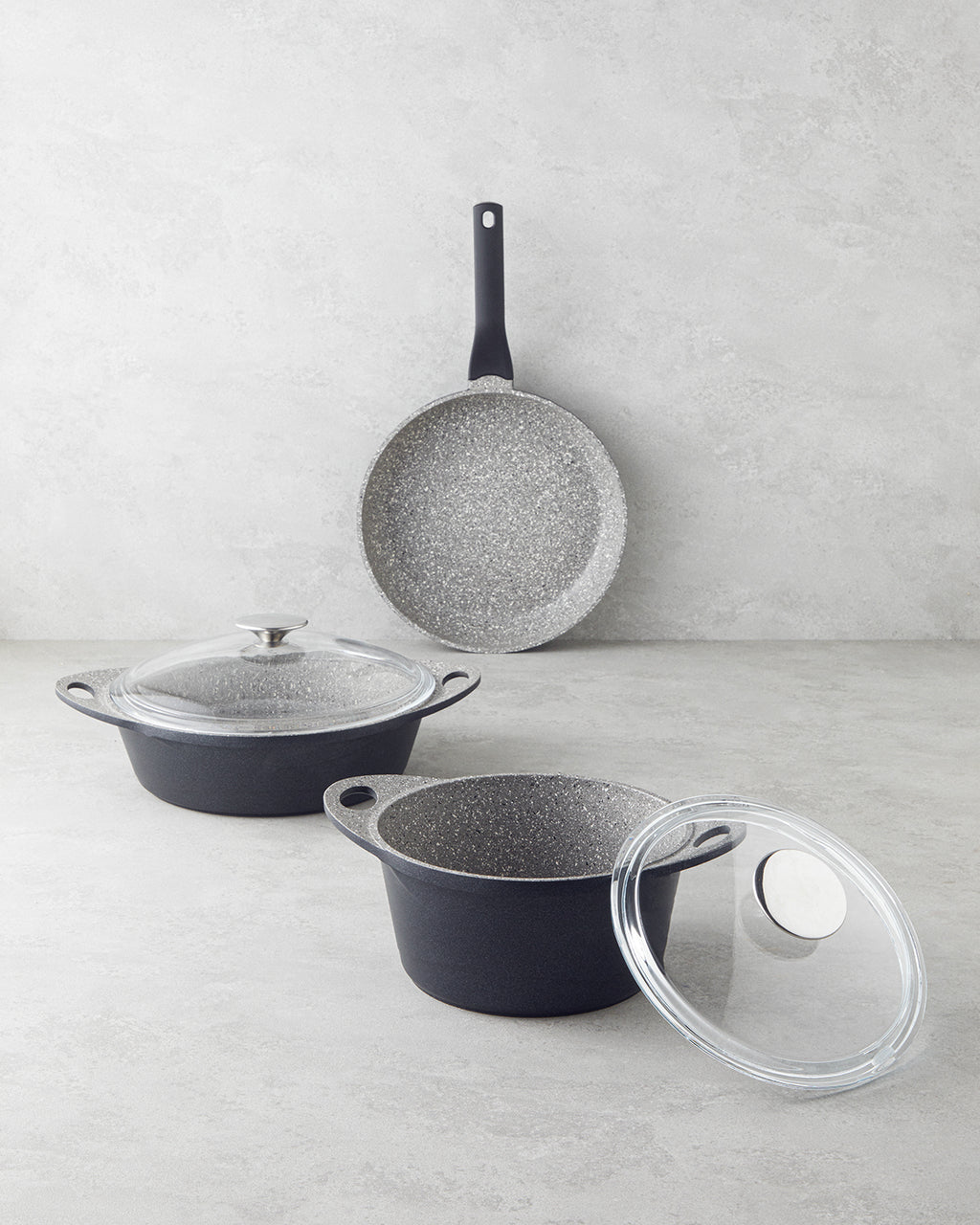 Costa Aluminum 5 Pieces Pot Set 20-26-26 cm Gray