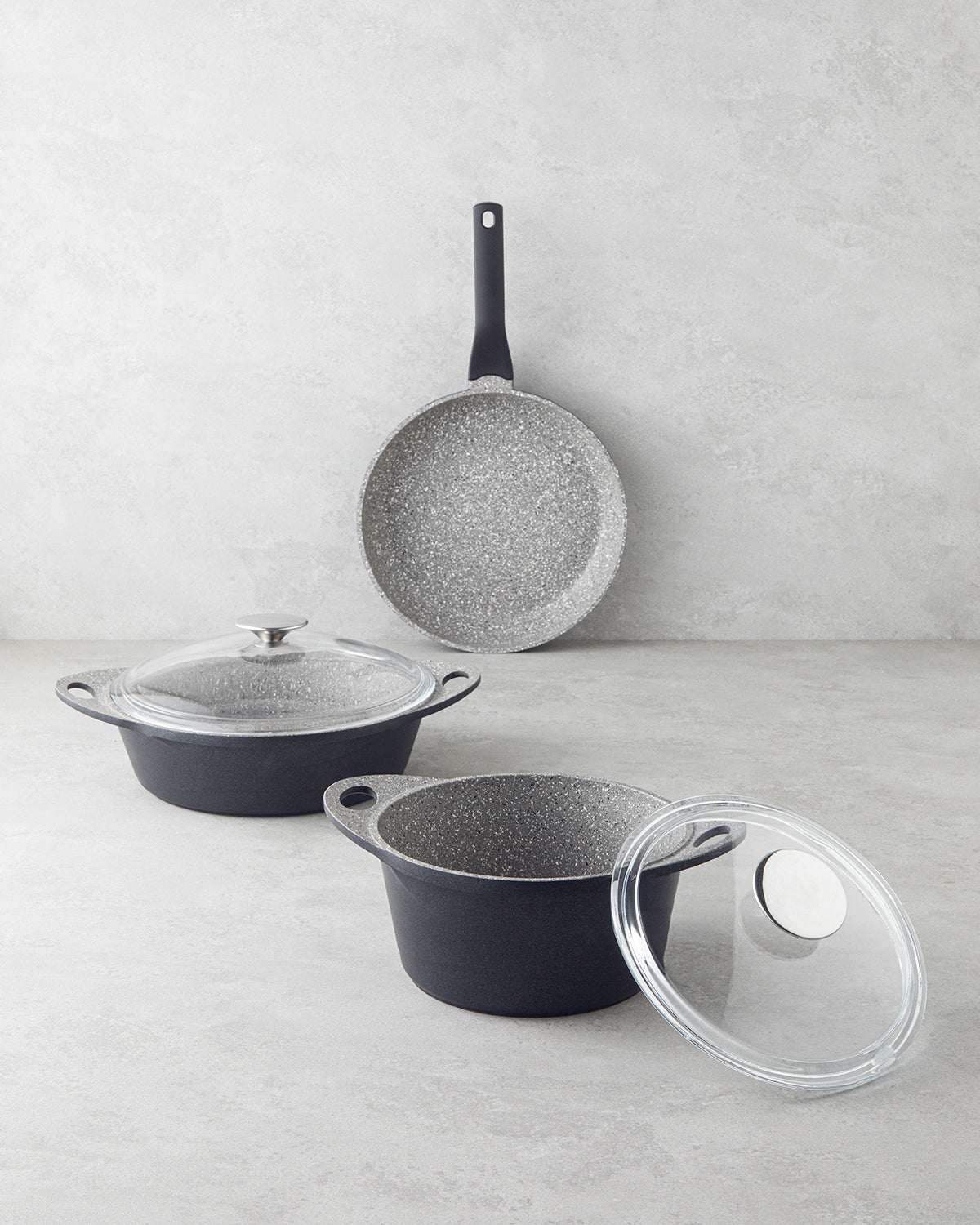 Costa Aluminum 5 Pieces Pot Set 20-26-26 cm Gray